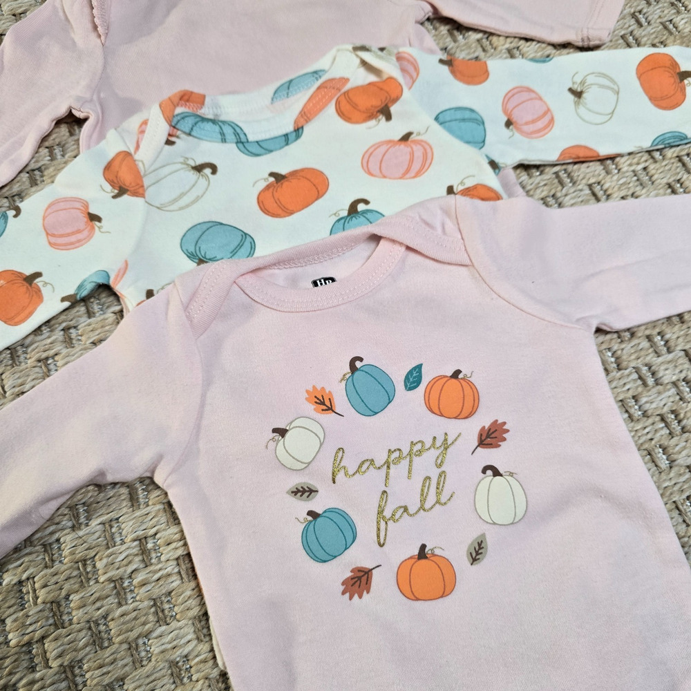 Baby Girl Pumpkin Fall Long Sleeve Bodysuit Set Bundle Baby Gap HB 0-3M